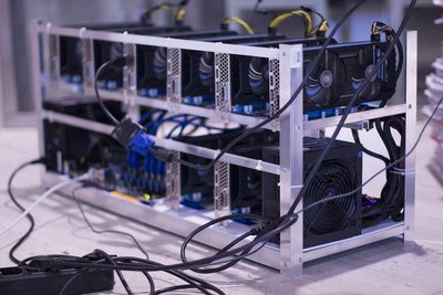 A state-of-the-art mining farm bustling with activity